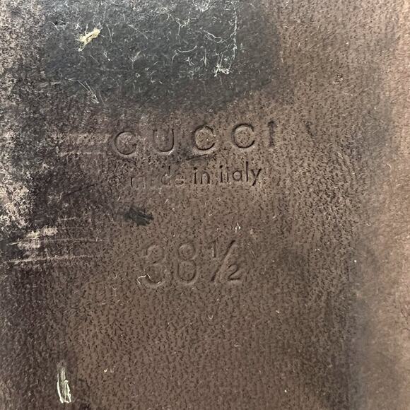 Gucci Web Horsebit Black Leather Thong Sandals Green‑Red Strap 38.5 EU - Picture 7 of 10